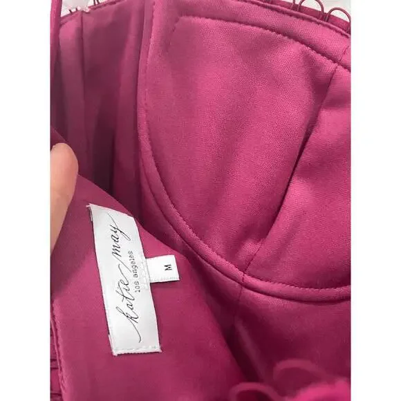 KATIE MAY Soraya Trumpet Midi Dress In Magenta - Picture 9 of 11